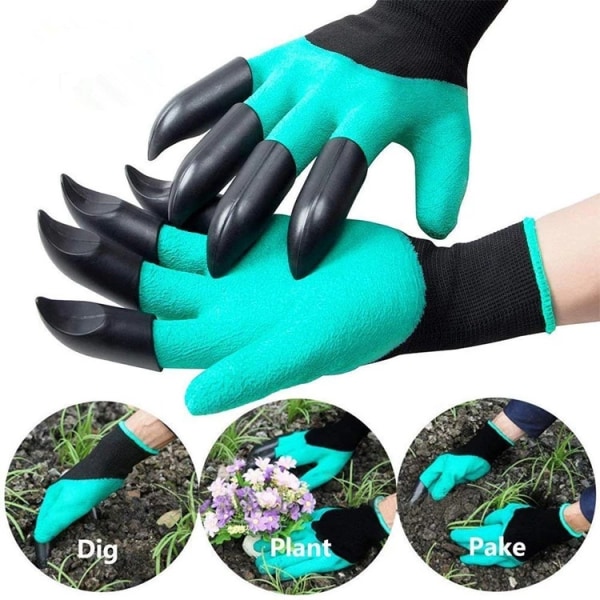 4/8 Hand Claw ABS Plast Garden Gummi Handskar Grävning Plantering 4 Claw