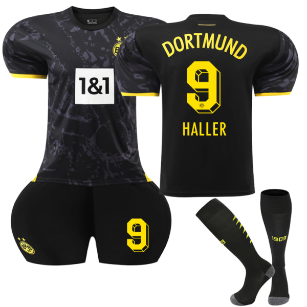 23-24 Dortmund bortafotbollsdräkter #9 #22 Träningsuniformer #9 Haller Adults L(175-180)