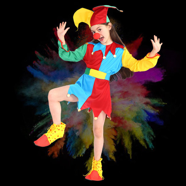 Clown Holiday Dräkt Set Förälder-Barn Carnival Party Halloween Girls 7-10Years