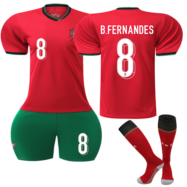 2024 UEFA Portugal Hemmafotbollströja Uniform Lagtränings T-shirt #8 B.Fernandes Kids 22(120-130cm)