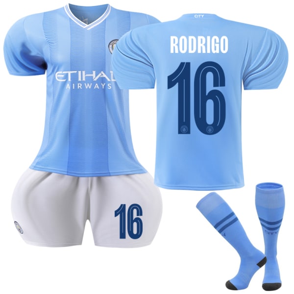 23-24 Champions League Edition Manchester City hemmafotbollsdräkt #16 Rodrigo Kids 16(90-100CM)