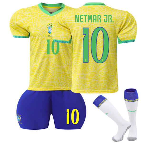 2024 UEFA Brasilien Hemmafotbollströja Uniform Lagtränings T-shirts #10 Neymar Jr Kids 24(130-140cm)