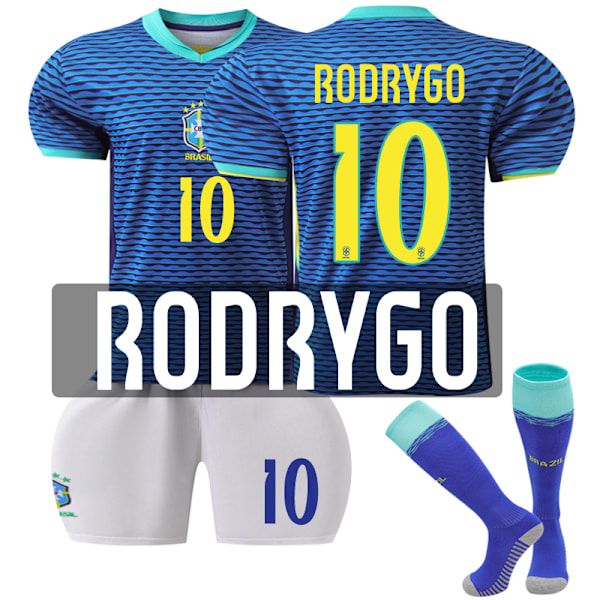 2024 UEFA Brasilien Bortalag Fotbollströja Uniform Lagtränings T-shirt #10 Rodrygo Kids 20(110-120cm)