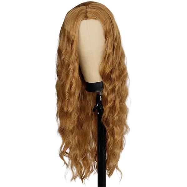 Kvinnor lång lockig peruk Mode mellandelad hårfest Daglig användning Cosplay vågiga peruker