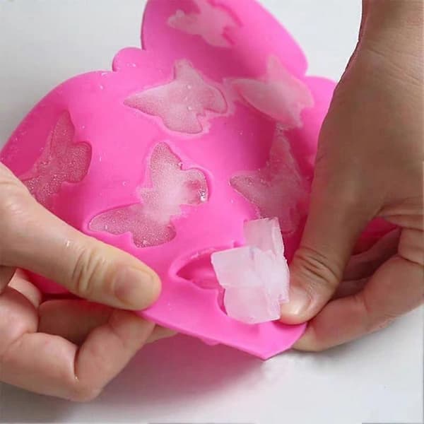 2-pak sommerfugleform silikone 3D sommerfugletema bageform bakke DIY bageværktøj sommerfugl isterningeform til gelé, budding (pink, lyseblå)