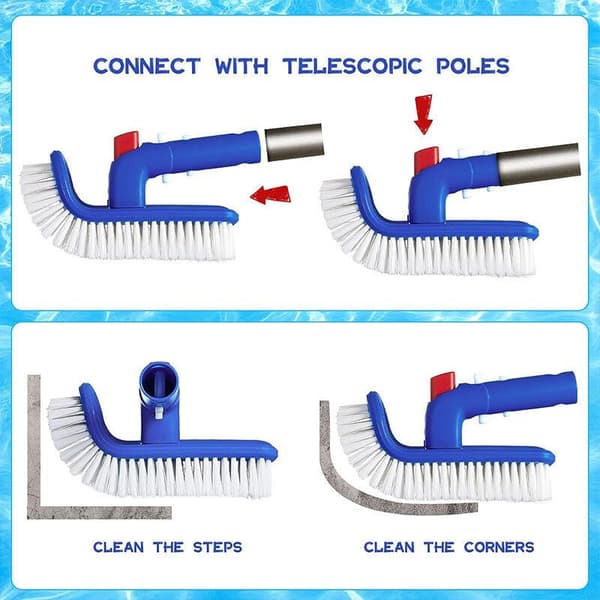 Rotating Pool Brush for Swimming Pools, Spas, Baths - Angled Design