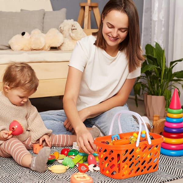 Handlekurv Bærbar Dagligvarekurv for Shopping 2 stk ABS Oransje