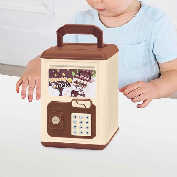 Spargris for barn Pengebesparende boks Bursdagsgave Lett ornament Multifunksjonell Brown
