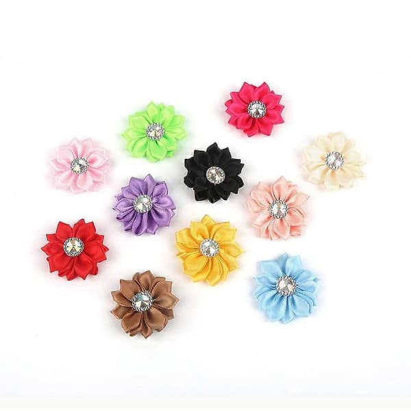 Stoffblomst DIY Chiffonblomst til dekorasjon 1 pose med 20 stk Yellow Size 1
