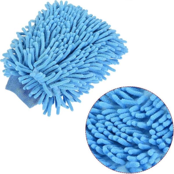 Bløde mikrofiber chenille vaskehandsker dobbeltsidede store støvfjernelseshandsker til husholdningsrengøring, blå