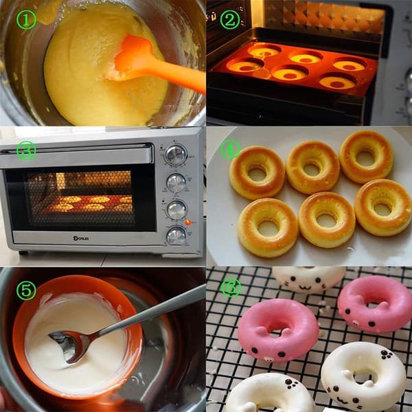 Sæt med 2 silikoneforme til donuts, varmebestandige non-stick forme (8 huller og 18 huller)