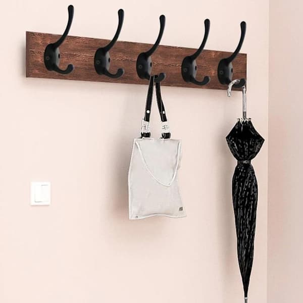 12-pack Black Hooks For Wall Mounting with 24 Screws Retro Double Hooks Universal Black Hooks Compatible with K,A