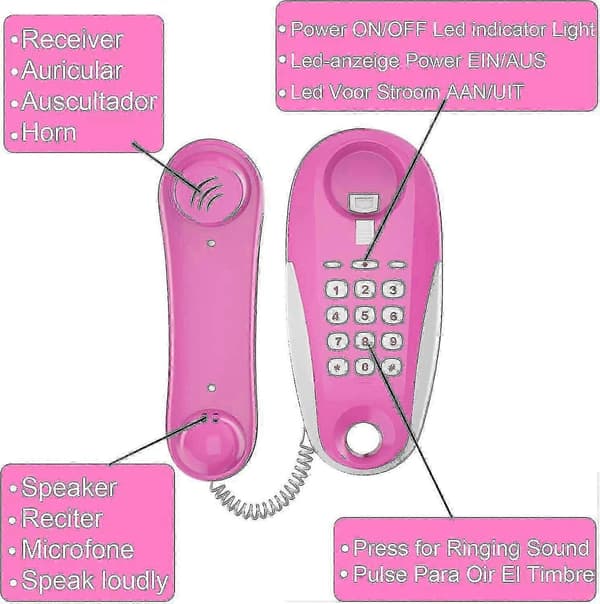 Leketelefon Intercom-leketøy for barn med ekte ringelyder, 7 meter lang ledning