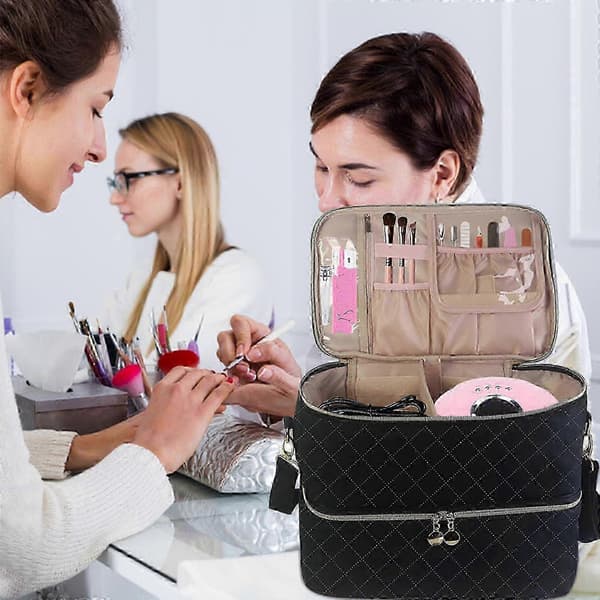 Nagellacksförvaringsväska för resor och hem, 40-flaskors kapacitet, slitstark nylon
