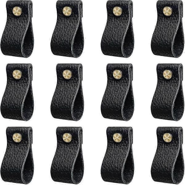 Set of 12 Leather Kitchen Handles with Screw Nuts