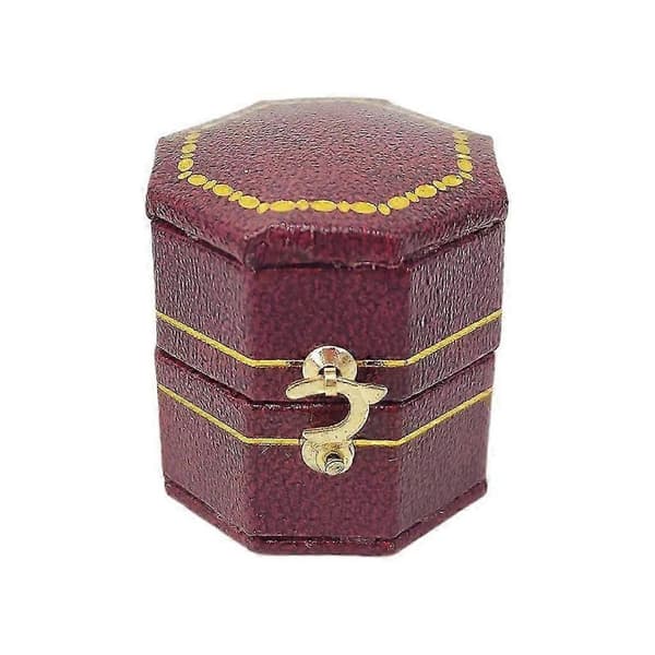 Vintage Equal Octagon Ring Förvaringslåda Geometrisk Smyckesdisplay Organizer Red