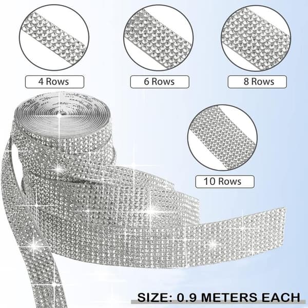 4 strass-teippitarraa, kristalli strass-timanttiteippi, crys