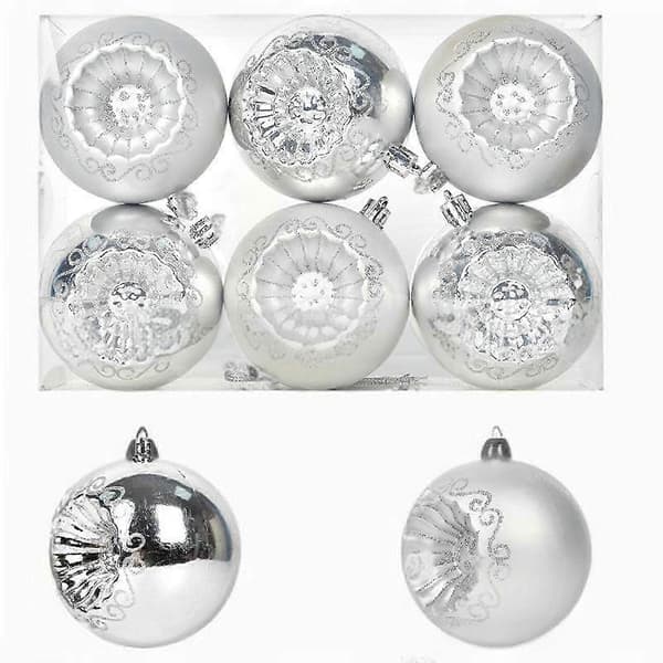 Juldekorationer 6-pack 8 cm julkulor med solrosmönster