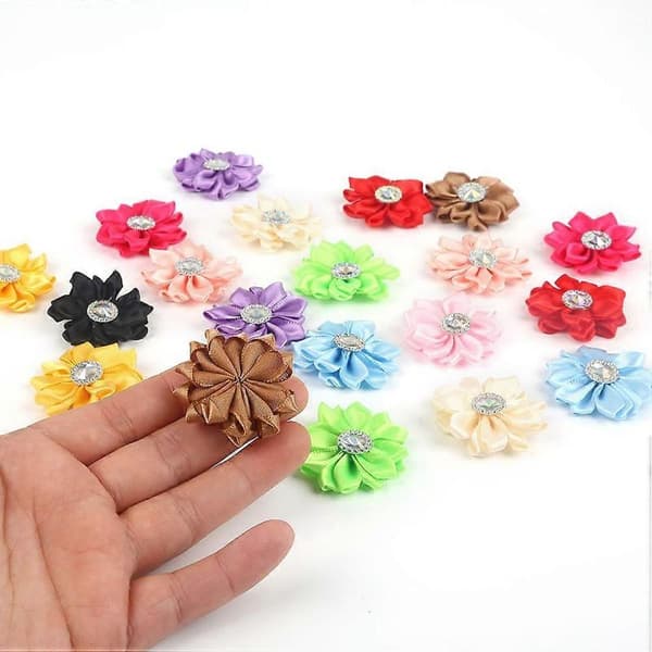 Stoffblomst DIY Chiffonblomst til dekorasjon 1 pose med 20 stk Yellow Size 1