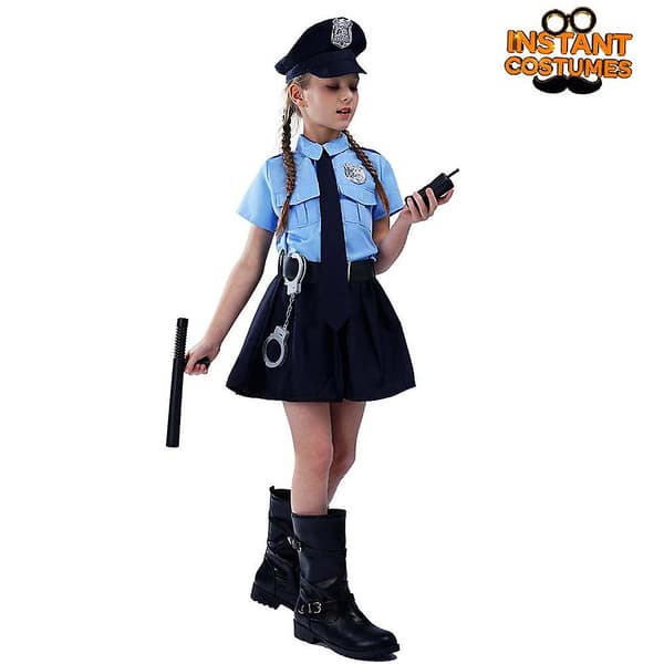 Poliskostym för flickor för temafest, rollspel, Halloween och scenframträdanden M EE477