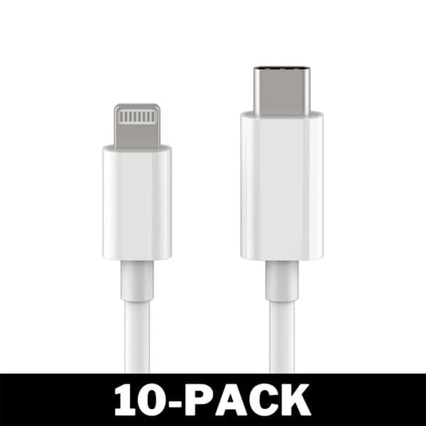 USB-C til Lightning Kabel iPhone Hurtigoplader 2M Hvid 10-pak