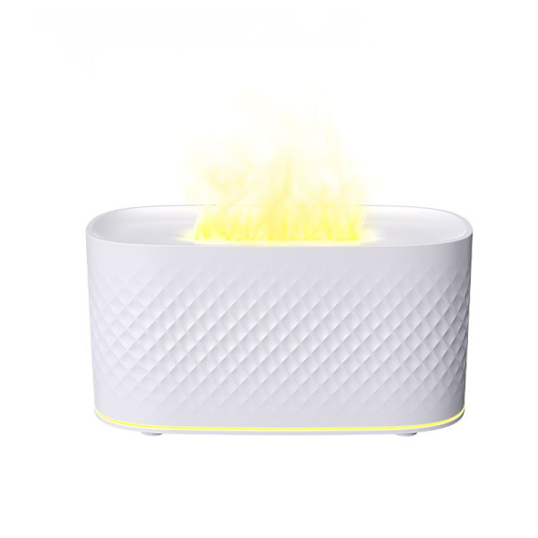Simulated Flame Diffuser - Creative Ultrasonic Aroma Diffuser with 7-Color Gradient Lighting (Home Use) white