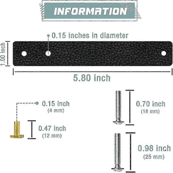 Set of 12 Leather Kitchen Handles with Screw Nuts
