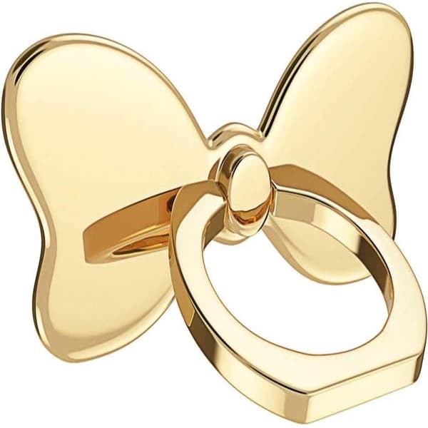 Metal Mobile Phone Finger Ring Stability Holder Back Stand Foldable Hand Grip Button Loop Car Mount (Gold)