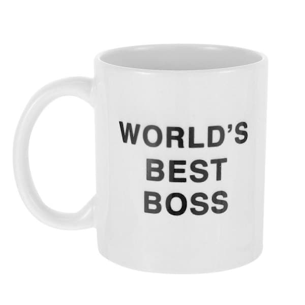 350ml Ceramic Mug Dunder Mifflin World's Best Boss Water Mug Personalized Office Coffee Mug (White)