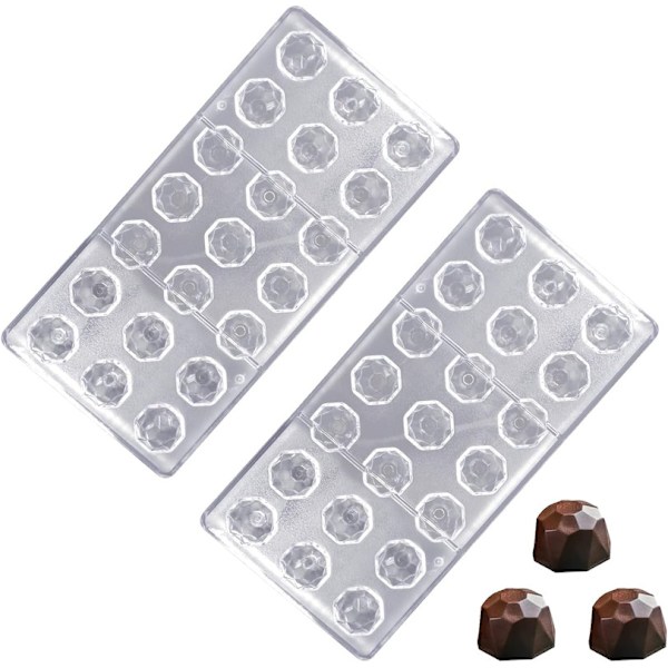 2 stk. Chokoladeform, Polykarbonatchokoladeform, 3D Transparent Polykarbonatchokoladeform