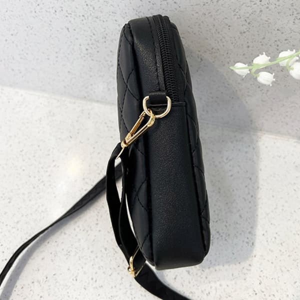 PU Läder Axelväska Broderade Mobiltelefonväskor-FS1- Khaki