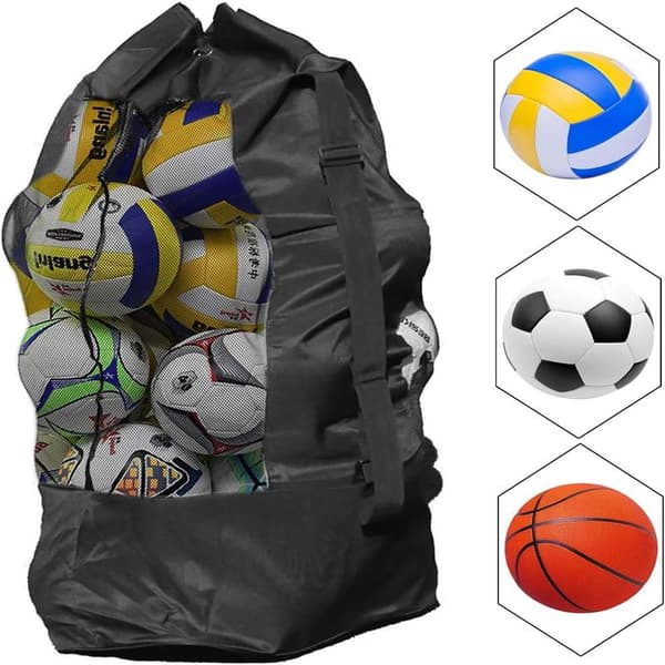 Fodboldtaske - 85 * 45 CM - Sort - Stor kapacitet 10 bolde