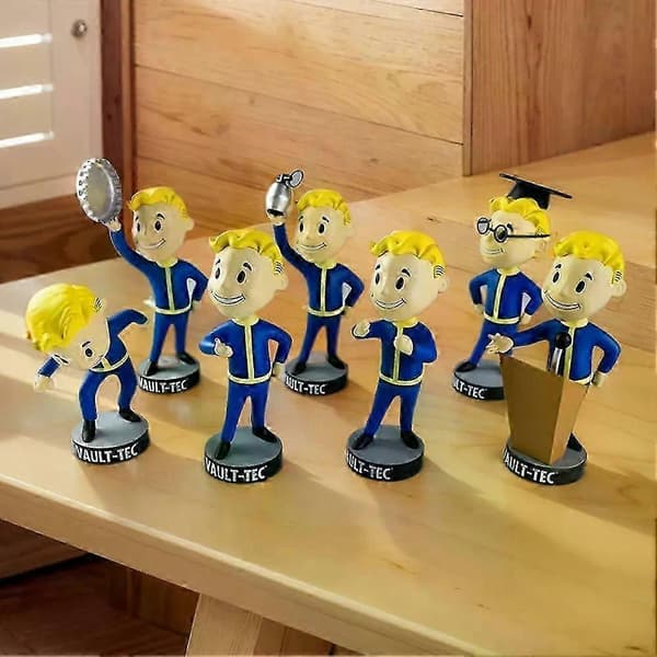 2025 För Fallout 4 Vault Boy Bobblehead Gaming Anime Figurer Samlarobjekt Bilprydnad Anime Staty Barn Leksaker Gåvor E