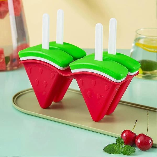Isform - Vandmelon Blokformet Isform - Let-slip Forme Med Låg Til DIY Ispinde Cakesicles