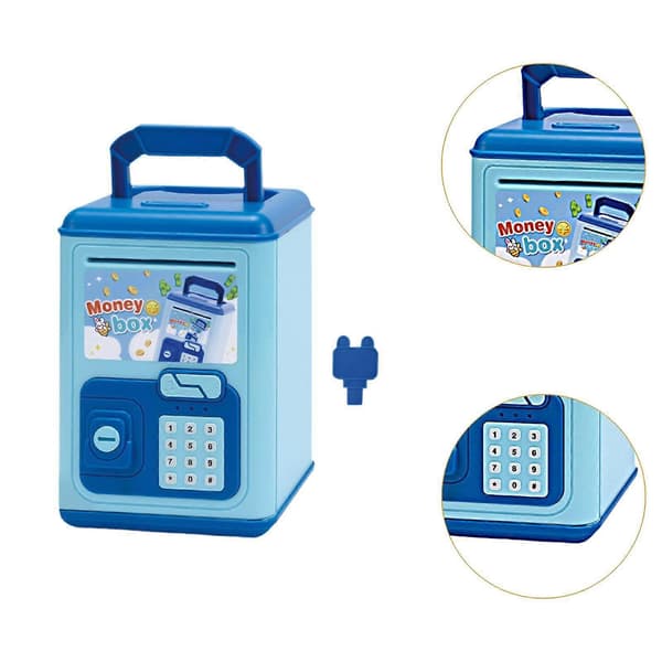 Spargris for barn Pengebesparende boks Bursdagsgave Lett ornament Multifunksjonell Blue