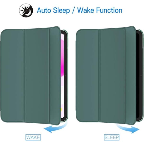 Hårt Ställfodral för iPad 11:e/10:e generationen (2025/2022) Auto Wake/Sleep [YDE] Dimmig Grön