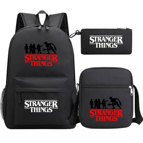 Stranger Things Ryggsäck 3-delars Set Student Skolväska Canvasväska 9