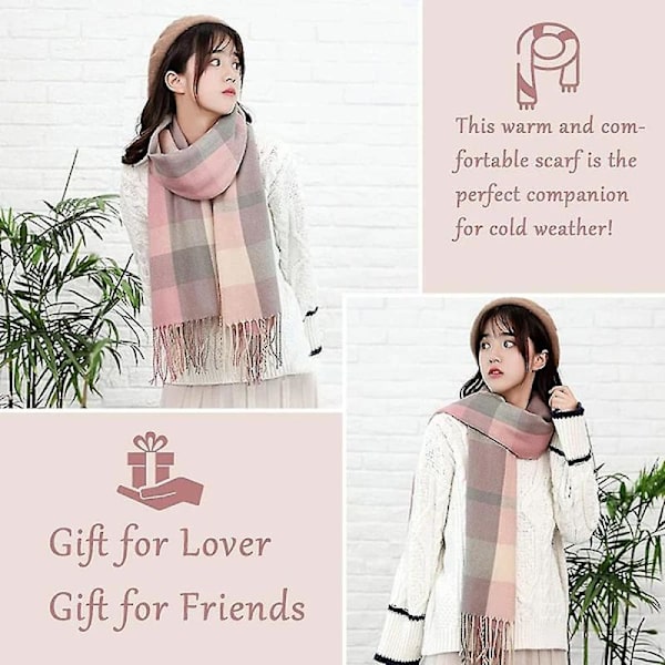 Vinter Dame Skjerf Sjal Oversize Dame Rutete Skjerf Teppe