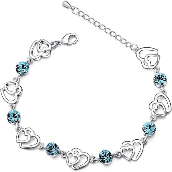 (Blå) Valentinsdagsgaver til kvinder Armbånd til kvinder Hjerte B