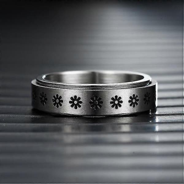 Blomster Drejelige Titanium Rustfrit Stål Ringe Anti Angst Stresslindrende Spinner Ringe