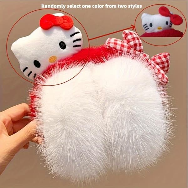 Hello Kitty Ørevarmere - Superkomfortable & Sammenleggbare | Trendy Festtilbehør for Jenter | Lettvekt og Elastisk Hello Kitty cat earmuffs