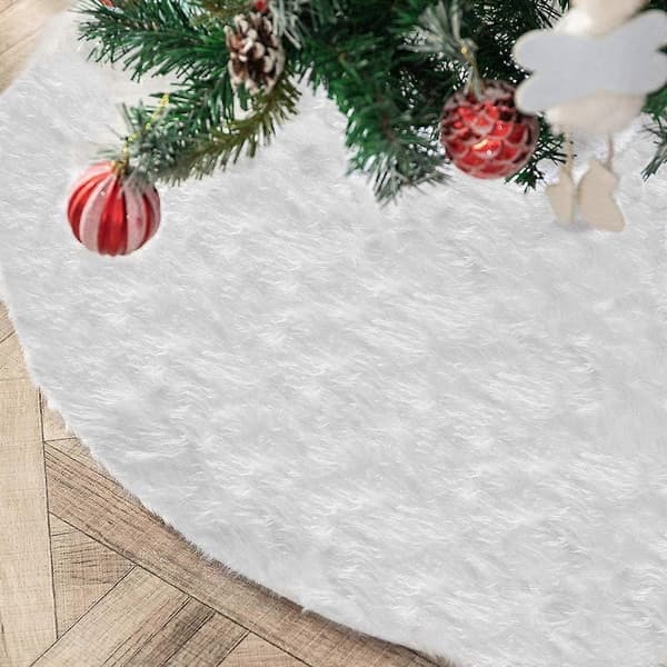 Pels-juletræstæppe til julepynt (Hvid, 150 cm)