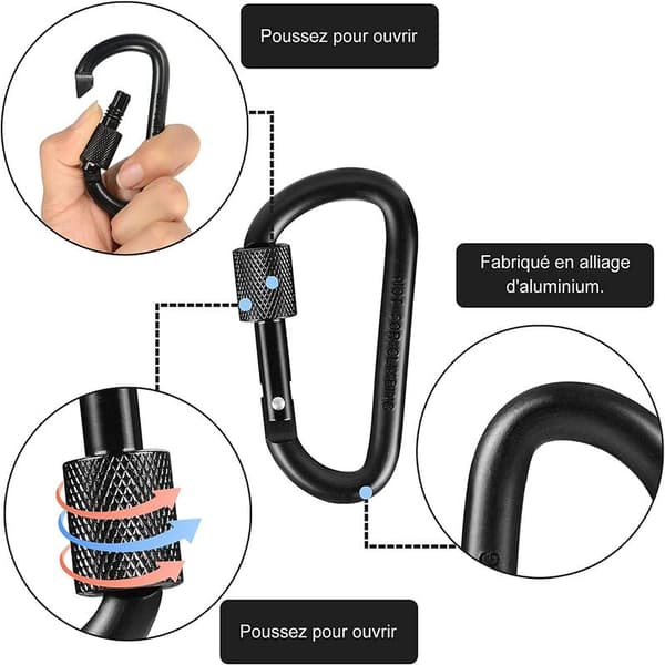 Ocean 10-pack Låsbara Karabiner i Aluminium Dörrspänne för Camping