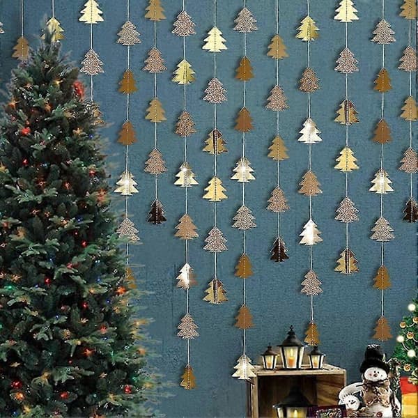 Glitterende gull juletregirlander - Festlig julepynt til oppheng