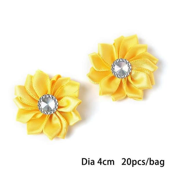 Stofblomst DIY Chiffonblomst til dekoration 1 pose med 20 stk. Yellow Size 1