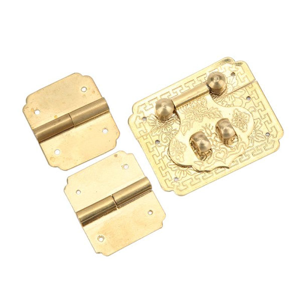 Lock Hasp Hinge Set Durable Rustproof Brass Corrosion Resistant Retro Style Wide Use Small Box Hinges