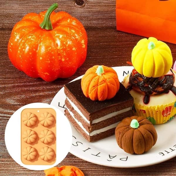 3D Græskar Silikonekageforme, Efterårskageforme, Silikoneforme til Thanksgiving, Halloween, Jul, Slik, Bagning, Kage, Chokolade