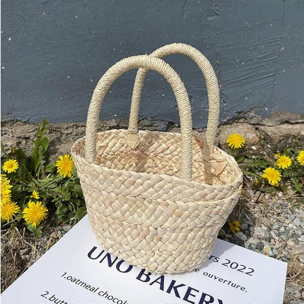 Strandväskor för kvinnor Halm Rese Strandväska Vävd Sommarväska Handväska Shoppingväskor no lining