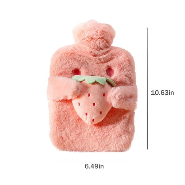 Nytt gummivarmvattenflasköverdrag, vintervarmt, läckagesäkert, rosa
