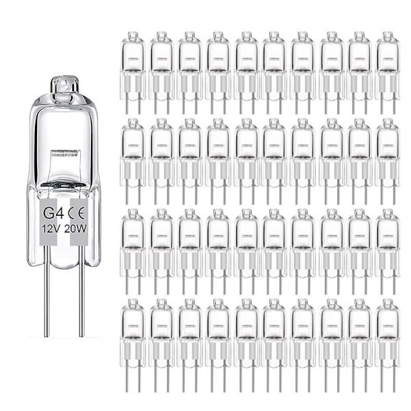 G4 Halogenlamper / Stiftlamper - Varmhvit - Halogen 20W (50-pack)
